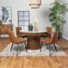 Ortega Round 46-inch Marble Top Wood Dining Table Natural