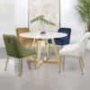 Gwynn Round 51-inch Marble Stainless Steel Dining Table Gold