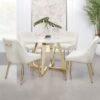 Gwynn Round 51-inch Marble Stainless Steel Dining Table Gold