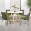 Gwynn Round 51-inch Marble Stainless Steel Dining Table Gold