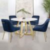 Gwynn Round 51-inch Marble Stainless Steel Dining Table Gold