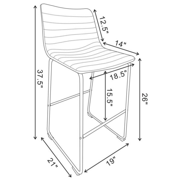 Zuni Faux Leather Upholstered Counter Chair Blue (Set of 2)