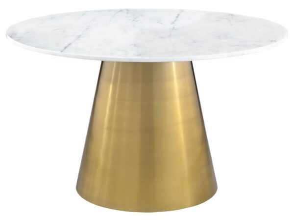 Ambrose Round 50-inch Marble Top Dining Table Brushed Gold