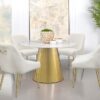 Ambrose Round 50-inch Marble Top Dining Table Brushed Gold