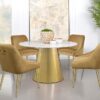 Ambrose Round 50-inch Marble Top Dining Table Brushed Gold