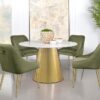 Ambrose Round 50-inch Marble Top Dining Table Brushed Gold