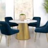 Ambrose Round 50-inch Marble Top Dining Table Brushed Gold