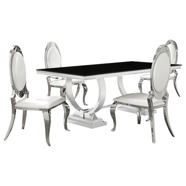 Antoine 5-piece Rectangular Glass Top Dining Set Chrome