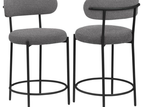 Viola Boucle Upholstered Counter Chair Grey (Set of 2)