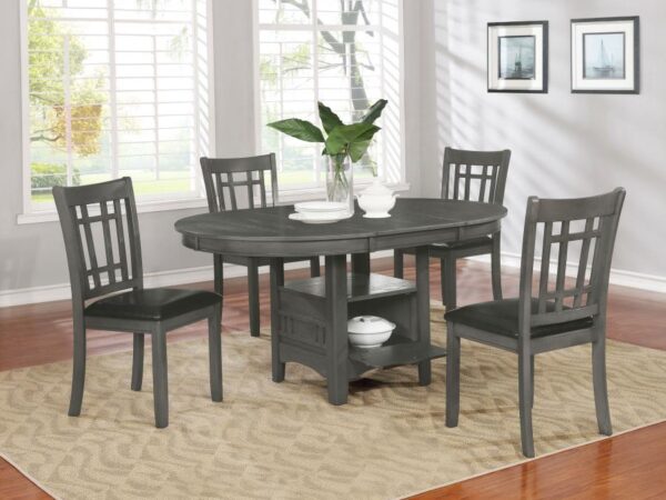 Lavon 5-piece Oval Extension Leaf Dining Set Medium Grey
