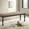 Bridget Fabric Upholstered Dining Bench Stone and Charcoal