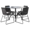 Aviano 5-piece Round Glass Top Dining Table Set Gunmetal