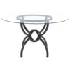Aviano Round 48-inch Glass Top Metal Dining Table Gunmetal