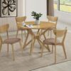 Elowen 5-piece Round Solid Wood Dining Set Light Walnut