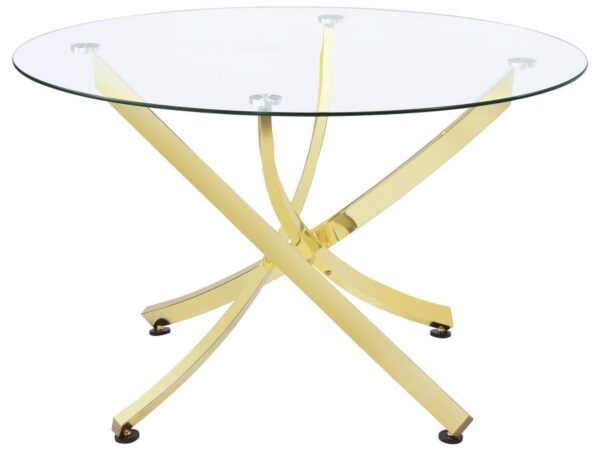 Beckham Round 46-inch Glass Top Dining Table Brass