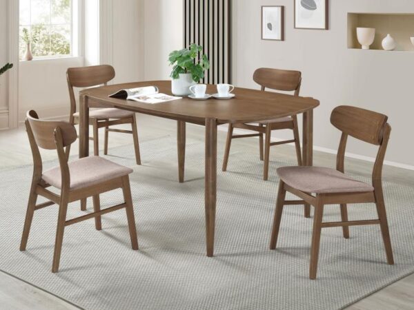 Dortch 5-piece Oval Solid Wood Dining Set Walnut
