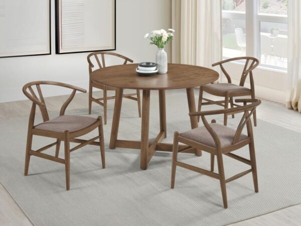 Dinah 5-piece Round Solid Wood Dining Set Walnut