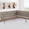 Dodson Fabric Upholstered L-Shaped Nook Dining Bench Taupe