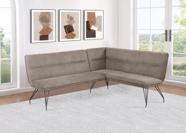 Dodson Fabric Upholstered L-Shaped Nook Dining Bench Taupe