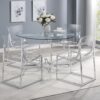 Keeling 5-piece Round Glass Top Acrylic Dining Set Chrome