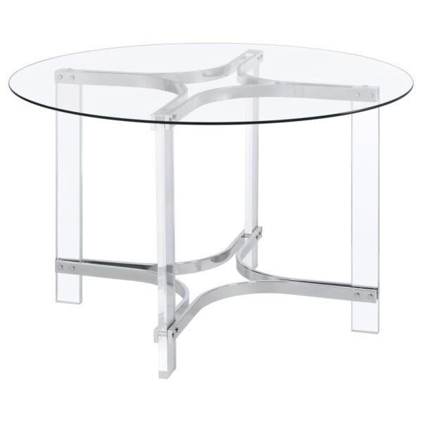 Keeling 47-inch Round Glass Top Acrylic Dining Table Chrome