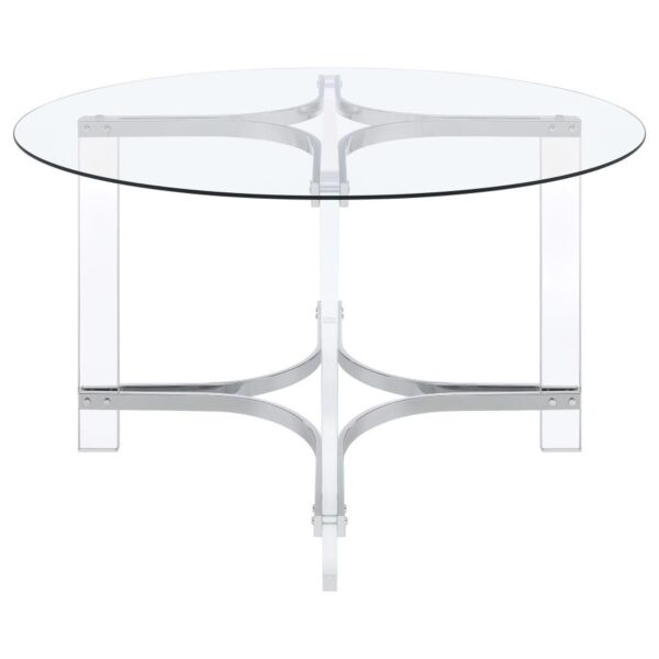 Keeling 47-inch Round Glass Top Acrylic Dining Table Chrome