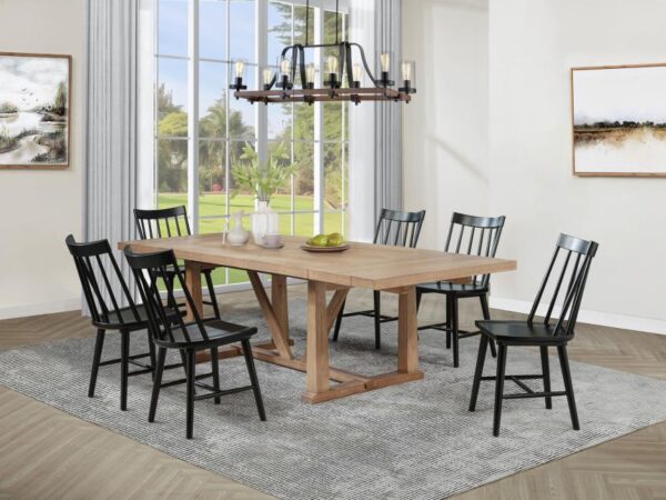 Middleton 7-piece Extension Leaf Dining Set Brown and Black