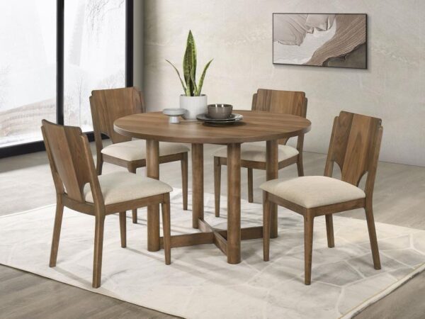 Crestmore 5-piece 46-inch Round Wood Dining Table Set Walnut