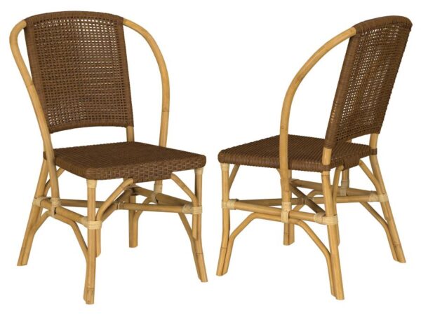 Lexley Woven Rattan Dining Side Chair Brown (Set of 2)