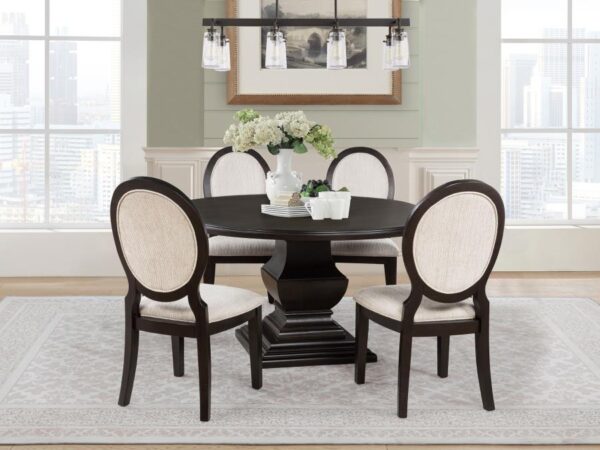 Twyla 5-piece Round Wood Dining Room Table Set Dark Cocoa
