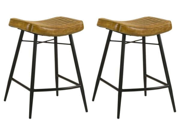 Bayu Leather Upholstered Counter Stool Camel (Set of 2)