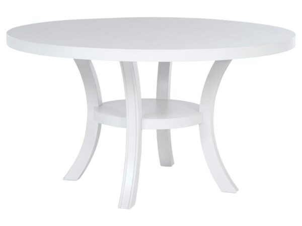 Judd 54-inch Round Dining Wood Table with Shelf Pearl White