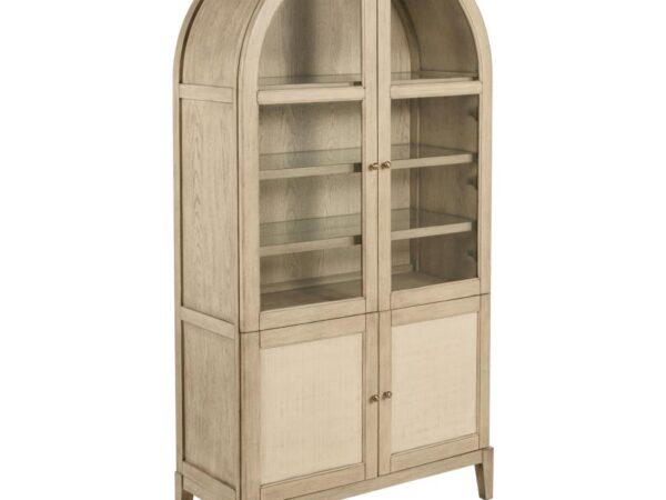 Kailani 4-Door Cane Dining Vitrine Display Cabinet Beige Oak