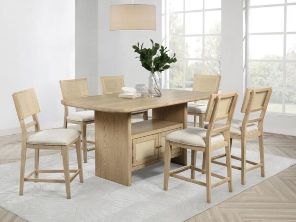 Kailani 7-piece Wood Counter Height Dining Set Beige Oak