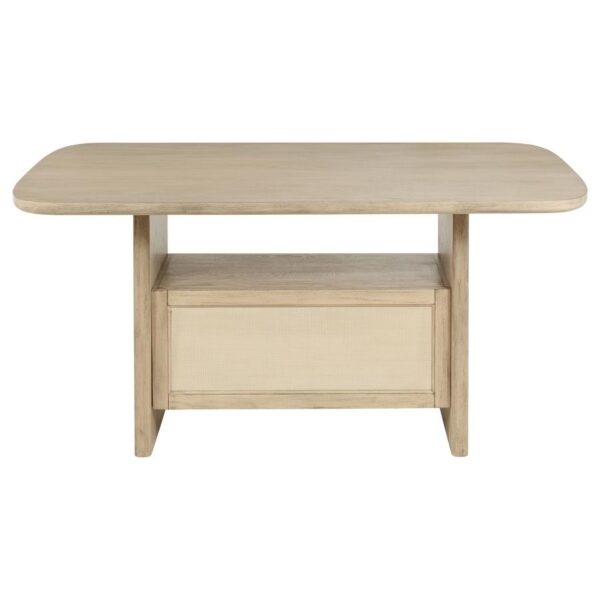 Kailani Cane Counter Height Storage Dining Table Beige Oak