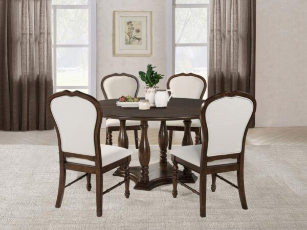 Landon 5-piece 60-inch Round Dining Table Set Rich Brown