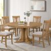 Hartville 7-piece Round Dining Table Set Natural Light Brown