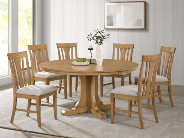 Hartville 7-piece Round Dining Table Set Natural Light Brown