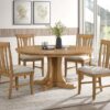 Hartville 60-inch Round Dining Table Natural Light Brown