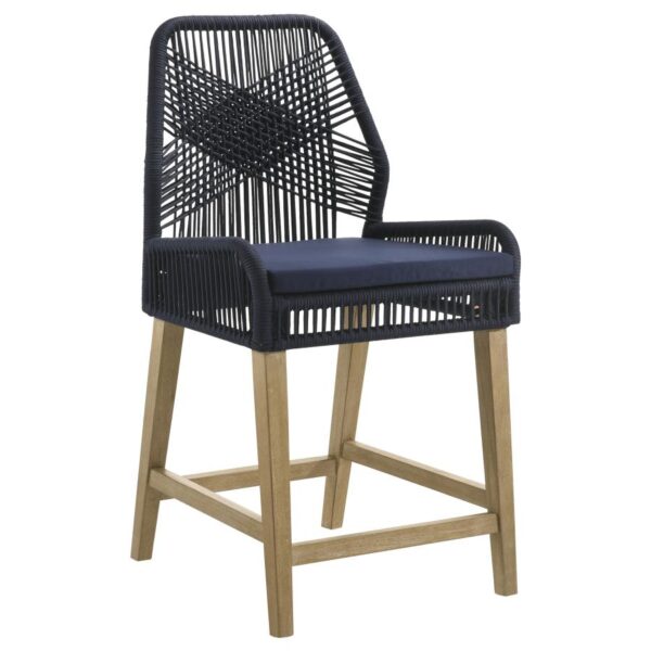 Nakia Woven Rope Counter Chair with Cushion Navy (Set of 2)