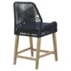 Nakia Woven Rope Counter Chair with Cushion Navy (Set of 2)