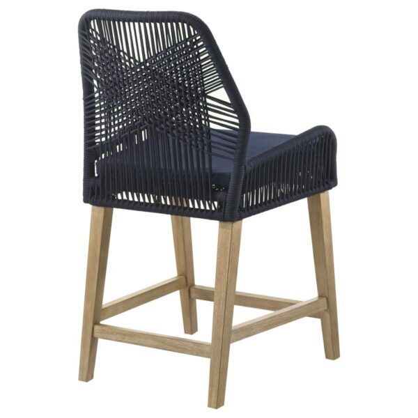 Nakia Woven Rope Counter Chair with Cushion Navy (Set of 2)