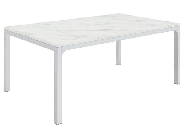 Athena Rectangular 64-inch Faux Marble Dining Table Chrome