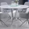 Abby Round 54-inch Lazy Susan Dining Table White High Gloss