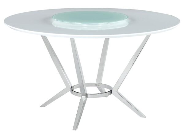 Abby Round 54-inch Lazy Susan Dining Table White High Gloss