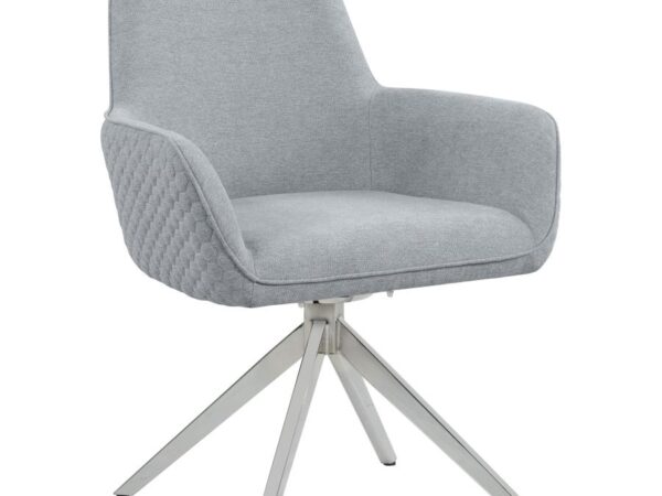 Abby Fabric Upholstered Swivel Dining Arm Chair Light Grey
