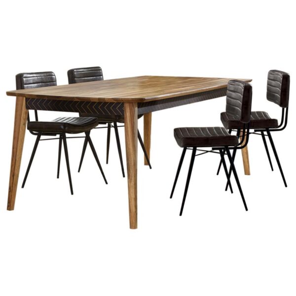 Partridge 5-piece Dining Set Natural Sheesham and Espresso