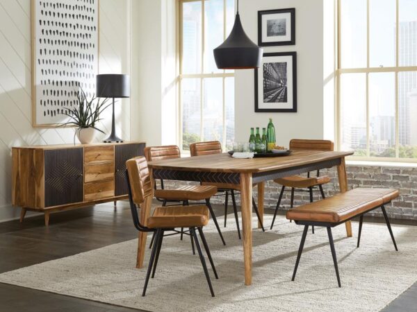 Partridge 6-piece Dining Set Natural Sheesham and Camel