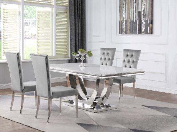 Kerwin 5-piece Rectangular Dining Table Set Grey and Chrome