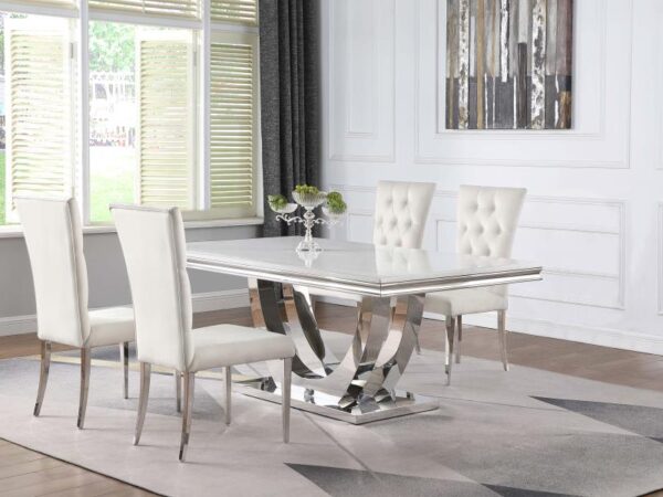 Kerwin 5-piece Rectangular Dining Table Set White and Chrome